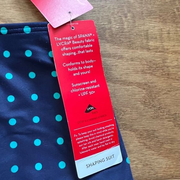 NWT Spanx Flirty Skirted Swim Bottom Size 8 Navy Splash Polka Dot Print 2680 - Picture 5 of 12